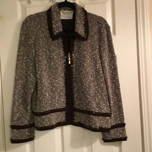 St. John Collection Textured Blazer in Brown and Cream